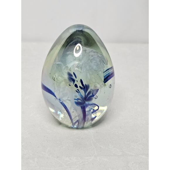 Vintage MSH Paperweight Signed 1986 Mount St Helen Ash Vines Art Glass Egg Shape - Picture 2 of 9